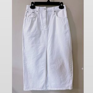 BDG High-waisted White Slit Denim Skirt